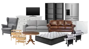 Various household items like furniture and appliances